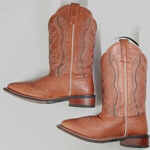 Vintage Laredo Women’s Cowboy Boots Size 7B Brown Leather Square Toe USA